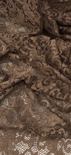 Brown floral guipure lace - brown,