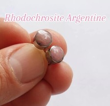 Handmade Stud Earrings Rhodochrosite Natural gemstone Surgical Steel 8mm 