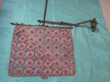 Victorian Bronze/Brass Expandable Arm & Clamp Face Fire Screen Holder & Tapestry