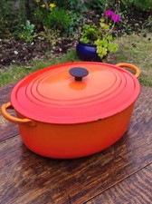 Vintage Volcanic Orange Le Creuset Oval Casserole F Cast Iron