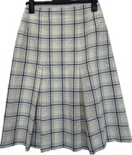 Vintage DAKS Cream Blue Checked Skirt Approx Size 8 10
