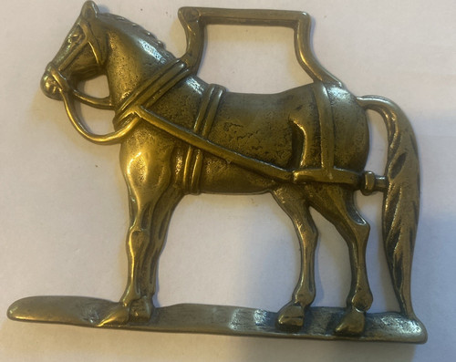 Brass horse medallion antique - brass,