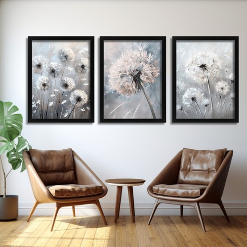 Grey white dandelion - white,