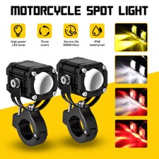 Motorcycle Auxiliary LED Fog Light Driving Spotlights White/Amber/Red Fog Light