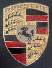 PORSCHE STUTTGART ENAMEL MOTOR CAR VINTAGE BONNET BADGE EMBLEM INSIGNIA
