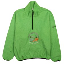 Sergio Tacchini 90s Vintage Green Fleece Jumper Medium Warm Hiking Zip