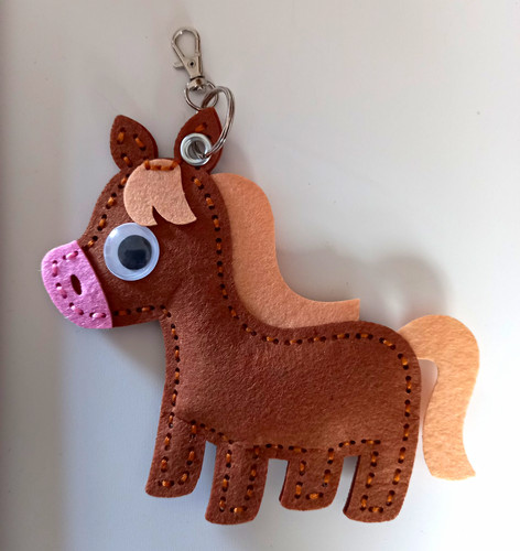 Brown felt horse animal - felt,