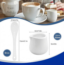 12x Mini White Ceramic Milk