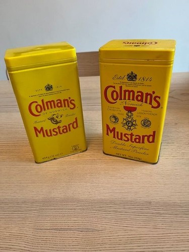 Two large empty colman - large,