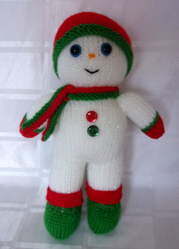 Hand knit snowman - knit,