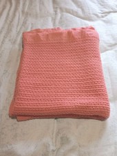 Vintage Cellular Blanket Salmon Pink Satin Binding Single 180 X 210 cm