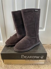 Bearpaw Womens Boots Size 8 Emma Tall Sheepskin Lined Brown Suede Pull On