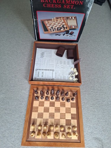 Wooden backgammon chess set - backgammon,
