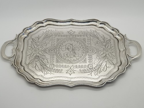 Antique russian silver tray - russian,