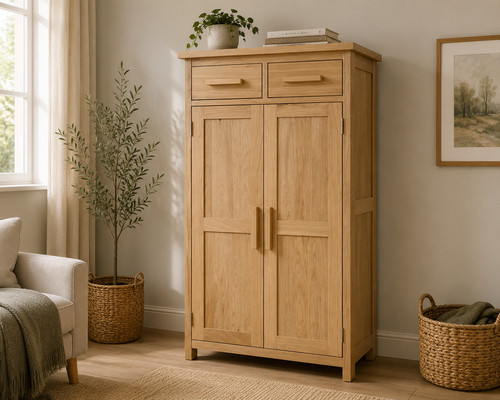 Solid oak opus shoe cupboard - oak,