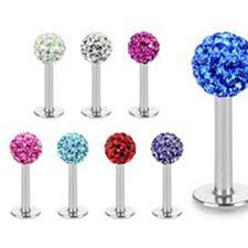 Labret Bars Ferido Crystal Shamballa Monroe Lip Stud Tragus Piercing Jewellery 