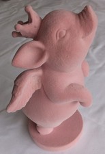Pink Flocked Flying Pig