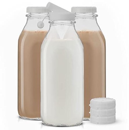 Glass milk bottles with lids - with,