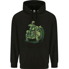 Biker Green Cafe Racer Motorbike Motorcycle Mens 80% Cotton Hoodie