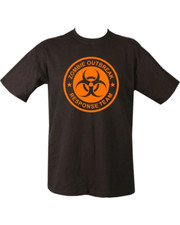 Mens Zombie Outbreak Black T-shirt Combat Tactical Airsoft Paintball Gear Tee