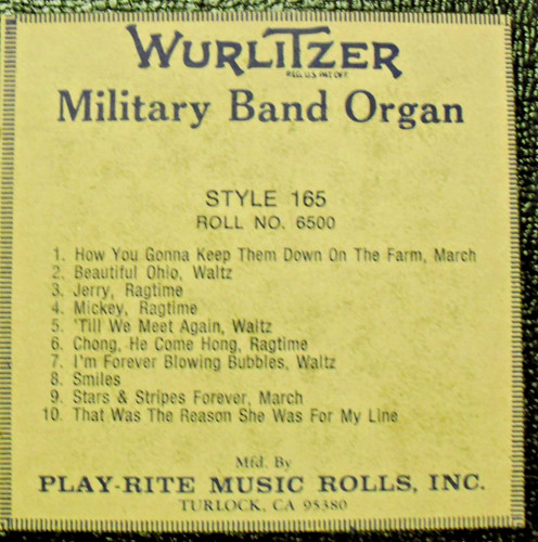 Wurlitzer 165 band - 165, rolls