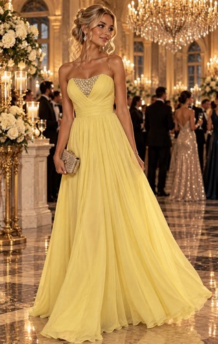 Cache yellow strapless chiffon - cache,