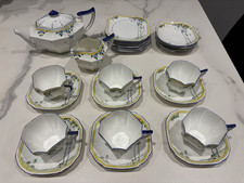 Shelley Art Deco Tea Set, Queen Anne Shape Balloon And Tree Pattern Circa 1925