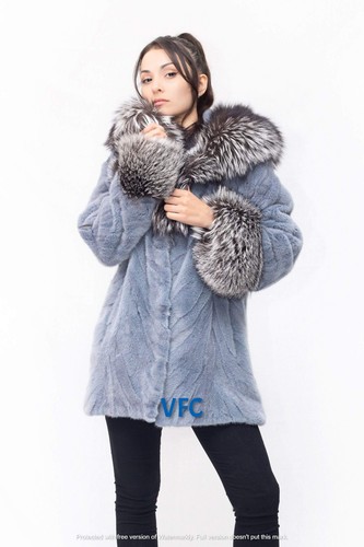 Baby blue mink coat with - baby, fox