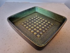 Rare square  Fat Lava East  green dotted East German Haldensleben dotted tray 