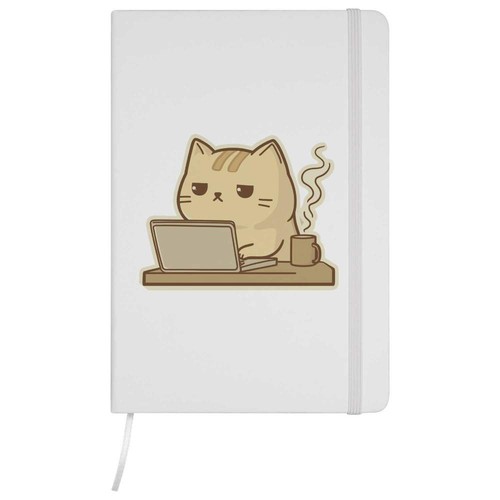 Working cat with coffee a5 - 'working,