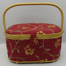 Vintage Floral Decoration Sewing Basket Organizing Storage Box Good Condition