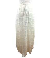 White Semi Sheer Maxi Skirt Fine Pleat High Waist Women’s UK Size 10
