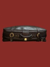 Vintage Black Leather Gucci Suitcase Luggage with Key