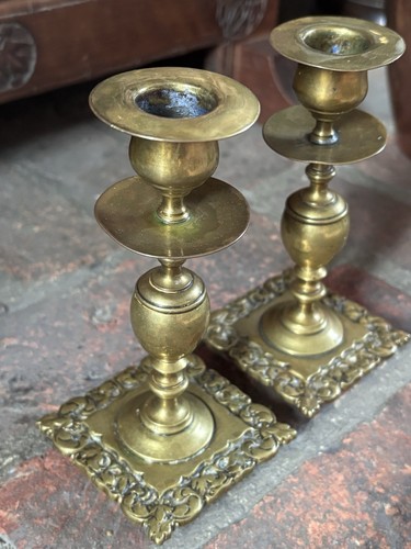 Vintage brass candlesticks - brass,