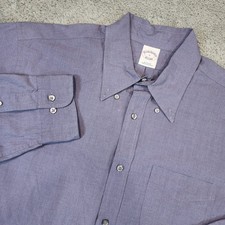 Brooks Brothers Chambray Shirt Mens Large Blue Button Down Long Sleeve Cotton