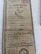 Humber 9/28 …1929  Vintage Car Log Book RF60  .. Memorabilia