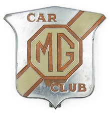 Vintage 1950's-1960's MG Car Club Car Badge Auto Emblem Insignia