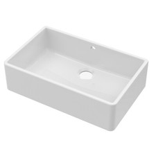 Nuie Butler Fireclay Kitchen Sink & Overflow Easy-Clean Bowl 795mm White Modern