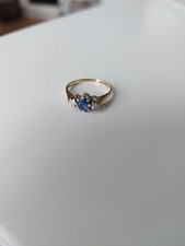 Vintage 9CT Yellow Gold Sapphire & Diamond Trilogy Ring Size J