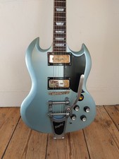 SG Type Guitar Totally Handmade Worn Pelham Blue Nitro