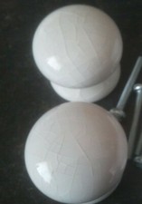 White Crackle Glaze Ceramic Cupboard 38mm Knobs Qty 2.
