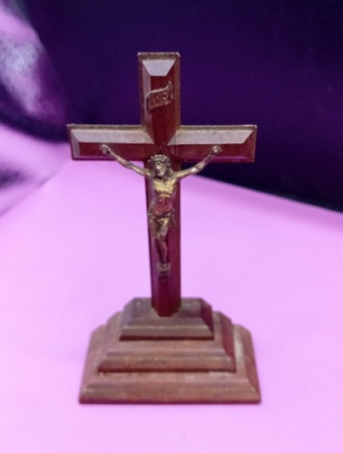 Antique crucifix wood and - antique,