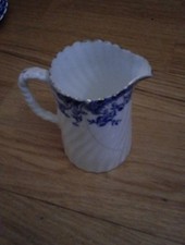 Aynsley Englad Milk Jug Hair Line Crack White and Blue Floral Pattern