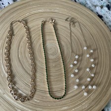 3 Marks & Spencer Gold Tone Necklaces Freshwater Pearl Cubic Zirconia Autograph