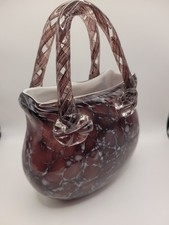 Vintage Art Glass Purse Basket