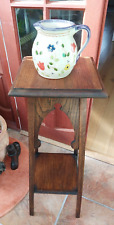 Vintage oak 2 tier plant stand, torchere, square top, circa 1910