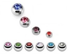 1x Spare Gem Ball - Screw Fit for Body Jewellery - Choose Size: 3mm 4mm 5mm 6mm