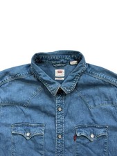 Levi’s Mens Blue Denim Western Pearl Snap Standard Fit Shirt - Size Large