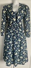 Beautiful 80’s Laura Ashley Dress And Bolero Jacket Navy A Delicate Ivory  Rose
