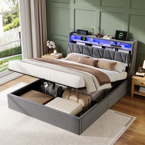 4ft6 double grey velvet - 4ft6,